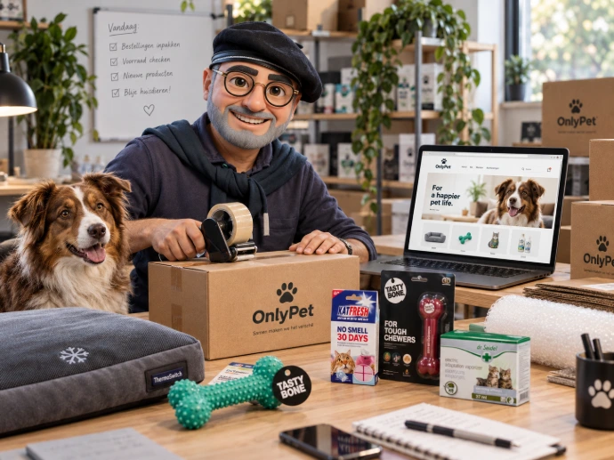 Webshopmedewerker verwerkt bestellingen van huisdierproducten