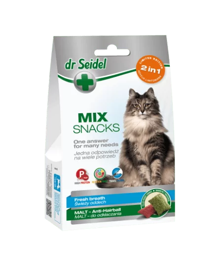 Dr Seidel snacks voor katten - MIX 2in 1 voor frisse adem & haarbal