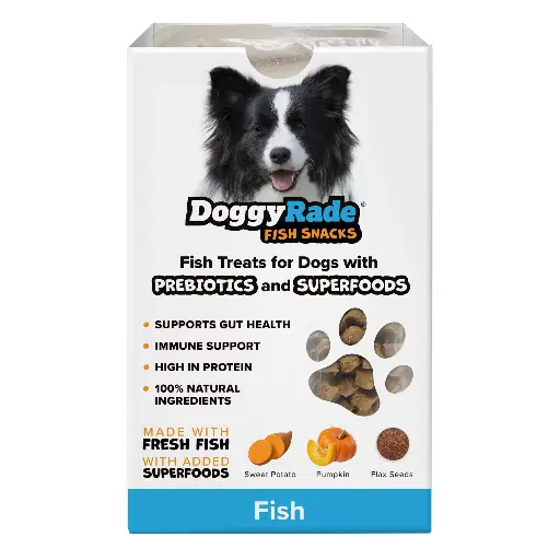 [DR SN FH] DoggyRade Prebiotic Meat Snacks - Superfood fish, sweet potato, pumpkin, flax seeds.100g